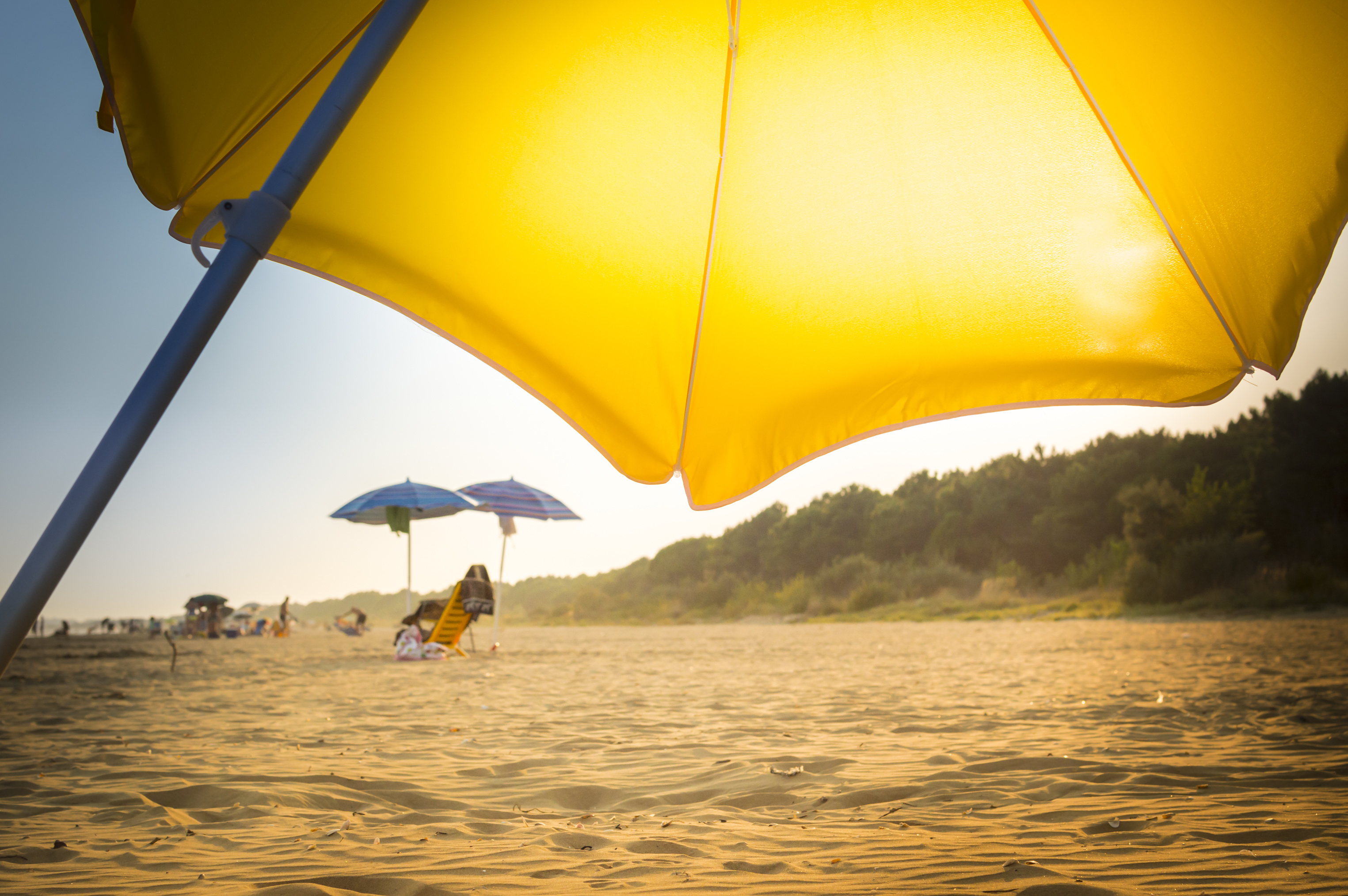 Elderly summer activities at beach