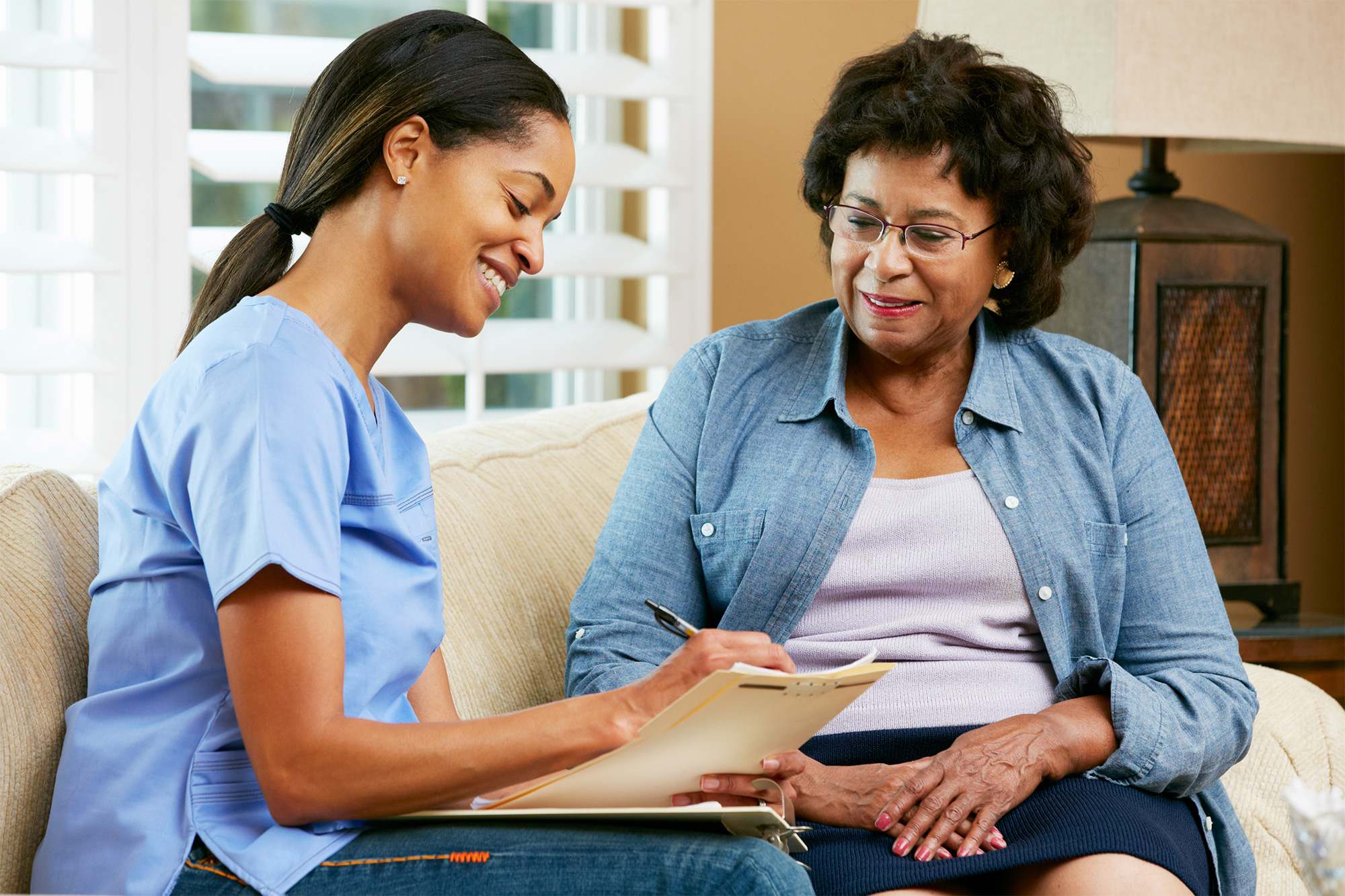 In-home caregiver with patient from registry